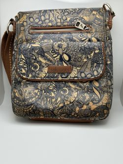 Sakroots Small Flap Messenger Crossbody Shoulder Purse Bag Navy Vinyl Bohemian