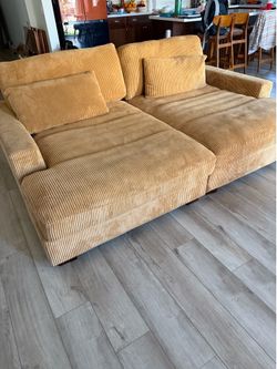 Yellow corduroy couch