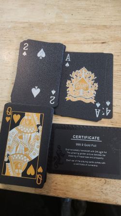 Black Face Gold Foil Playing Cards - - 99.9% 24k gold