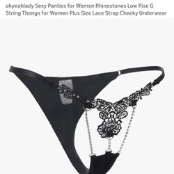 $5-ohyeahlady Sexy Panties for Women Rhinestones Low Rise G String Thongs for Women Plus Size Lace Strap Cheeky Underwear