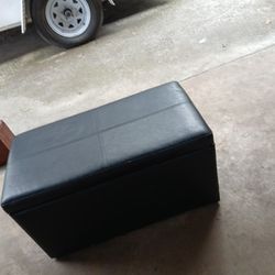 Black Ottoman Storage Chest Footrest 