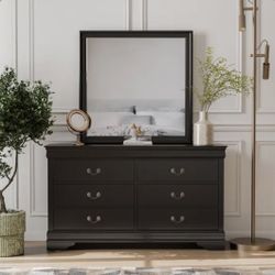 black Wood dresser with mirror