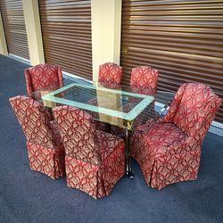 luxury Iron And Marble Dining Table Set