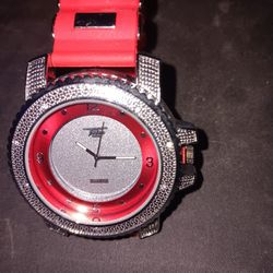 Techno Pave Red Quartz Watch – $25
