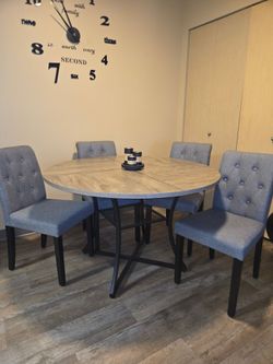 Grey 5-Piece Dining Set (Table + 4 Chairs)