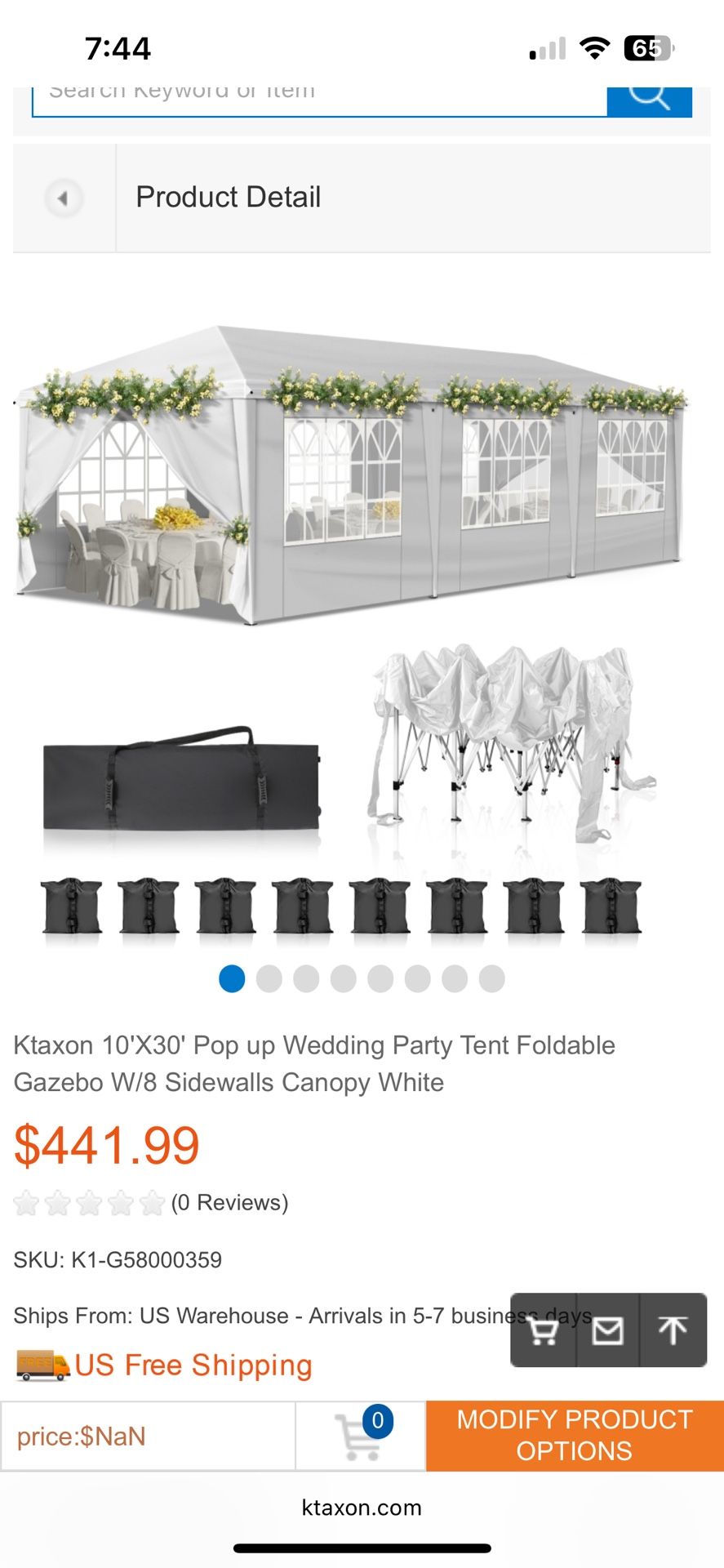 10'X30' Pop up Wedding Party Tent Foldable Gazebo W/8 Sidewalls Canopy White