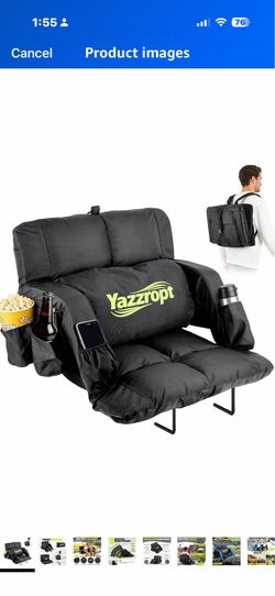 Wide Stadium Seats with Back Support for Bleachers，Bleacher Seat with 5" Thick Comfy Padded Cushion，6 Adjustable Angle， Lumbar Pillow & Cup Holder ，Po