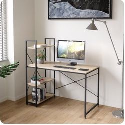 Fortney Home Office Desk With Reversible Bookshelf 