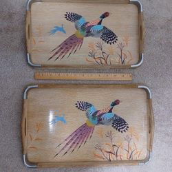 Vintage Pheasant Serving Trays 