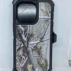 For iPhone 13 Pro Black Tree Camo Case With Belt Clíp Camouflagecase 