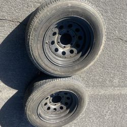 2 - 205/70r15 6x5.5 6x139.7 Chevy C10 G Body Stock Wheels Rims With Good 80% Treads Tires!