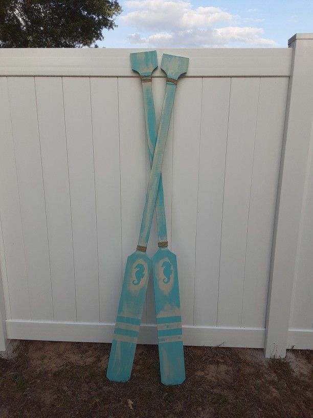 Decoration Wood Oars/ Beachy Look/ Florida Handmade Wood Oars Indoors Or Outdoor Decorating/ Garden And Yard Decorating