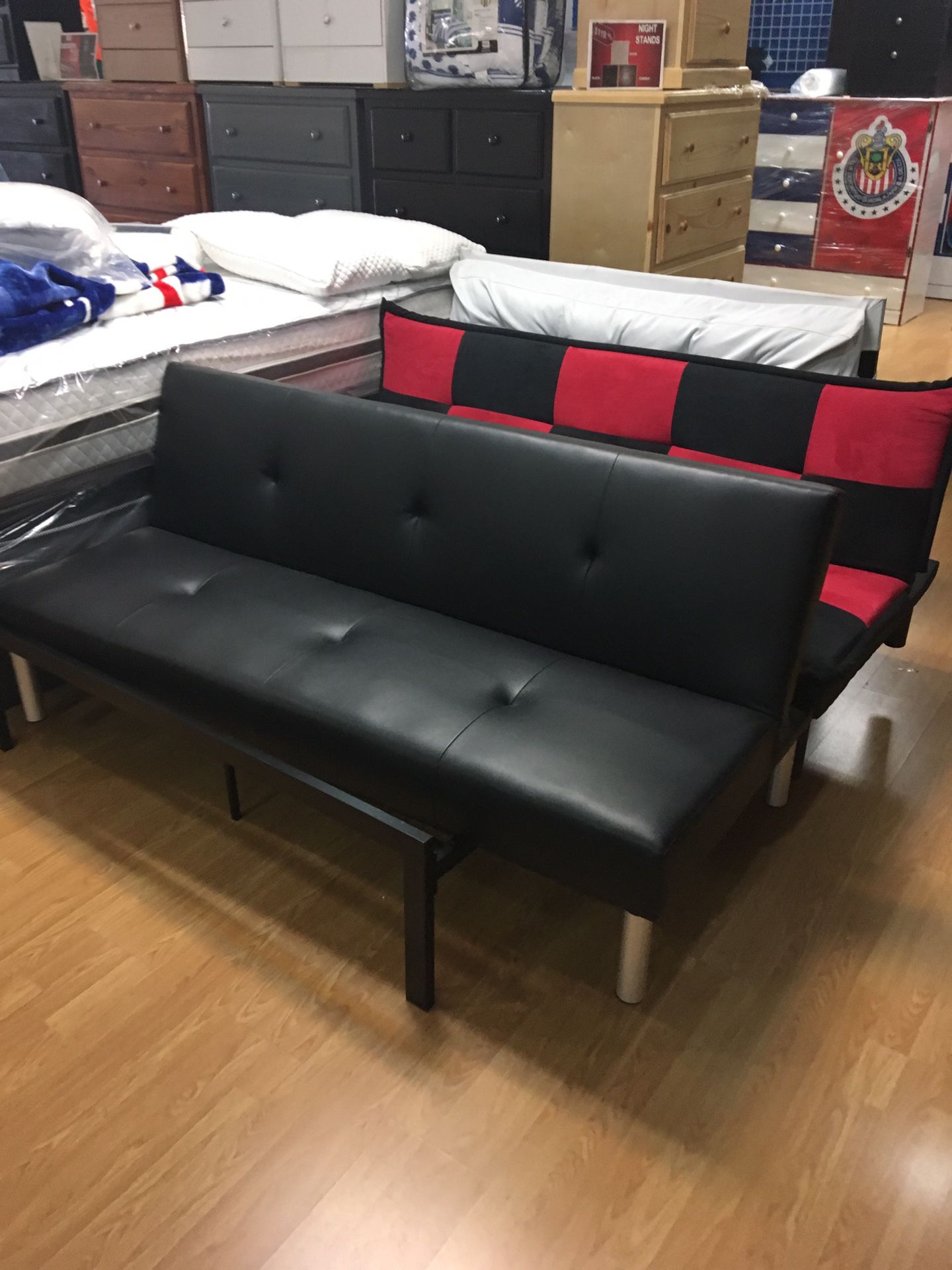 New futon bed leather