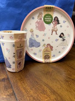 2Pk 8” Bamboo Plate Set -2 Pk 10oz Tumblers 