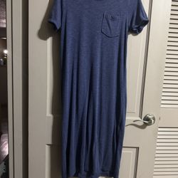 Jessica Simpson Finlee T-Shirt Dress Pocket Slits Blue Womens Small