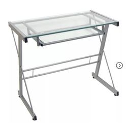 New, Glass Desk With Keyboard Tray