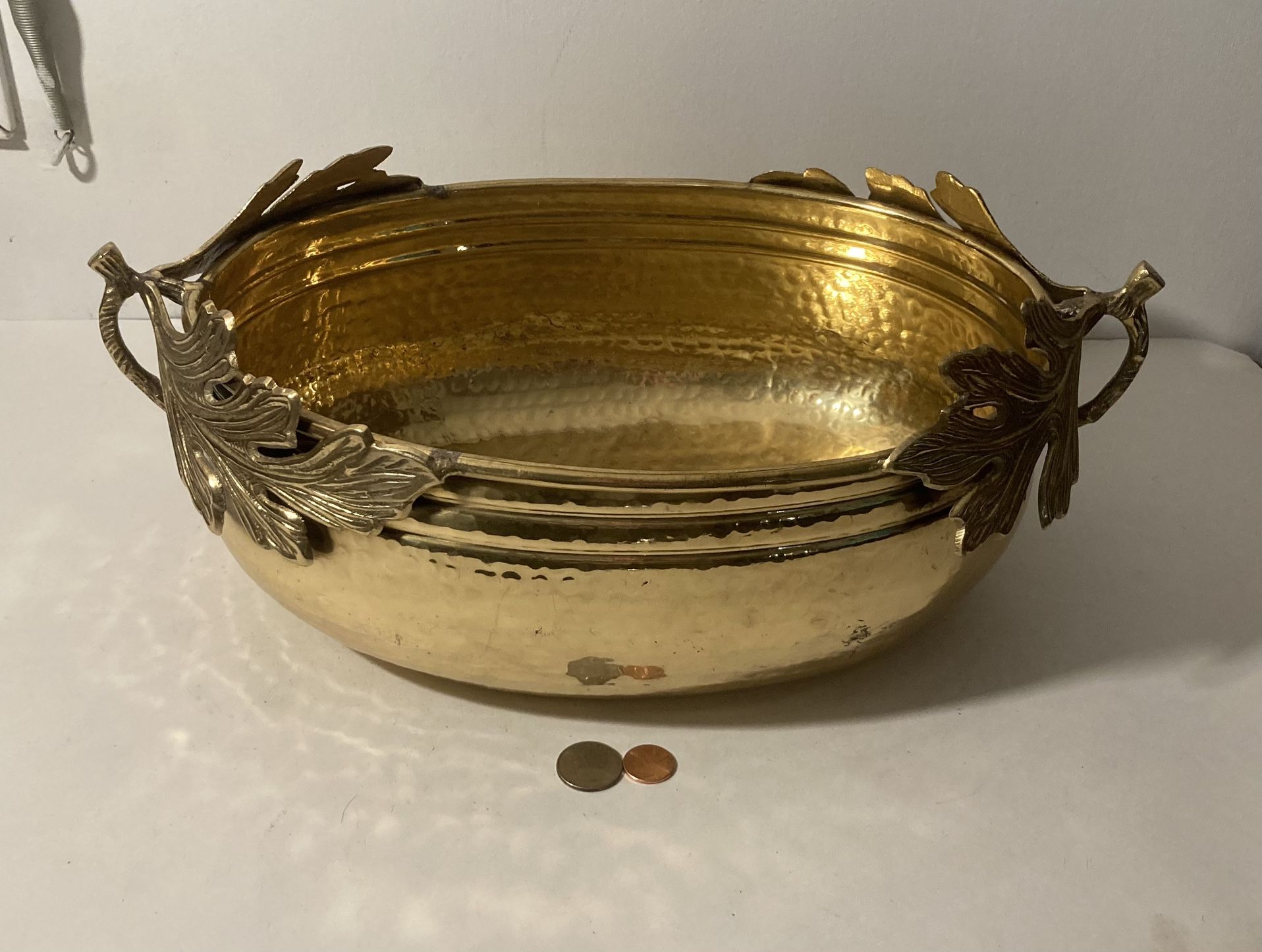 Brass Bowl Container Planter Heavy 17”