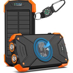 BLAVOR Solar Charger Bank 10,000mAh, Portable Wireless Charger, 20W Fast Charging External Battery Pack with USB C for Cell Phones, Solar Panel Charge