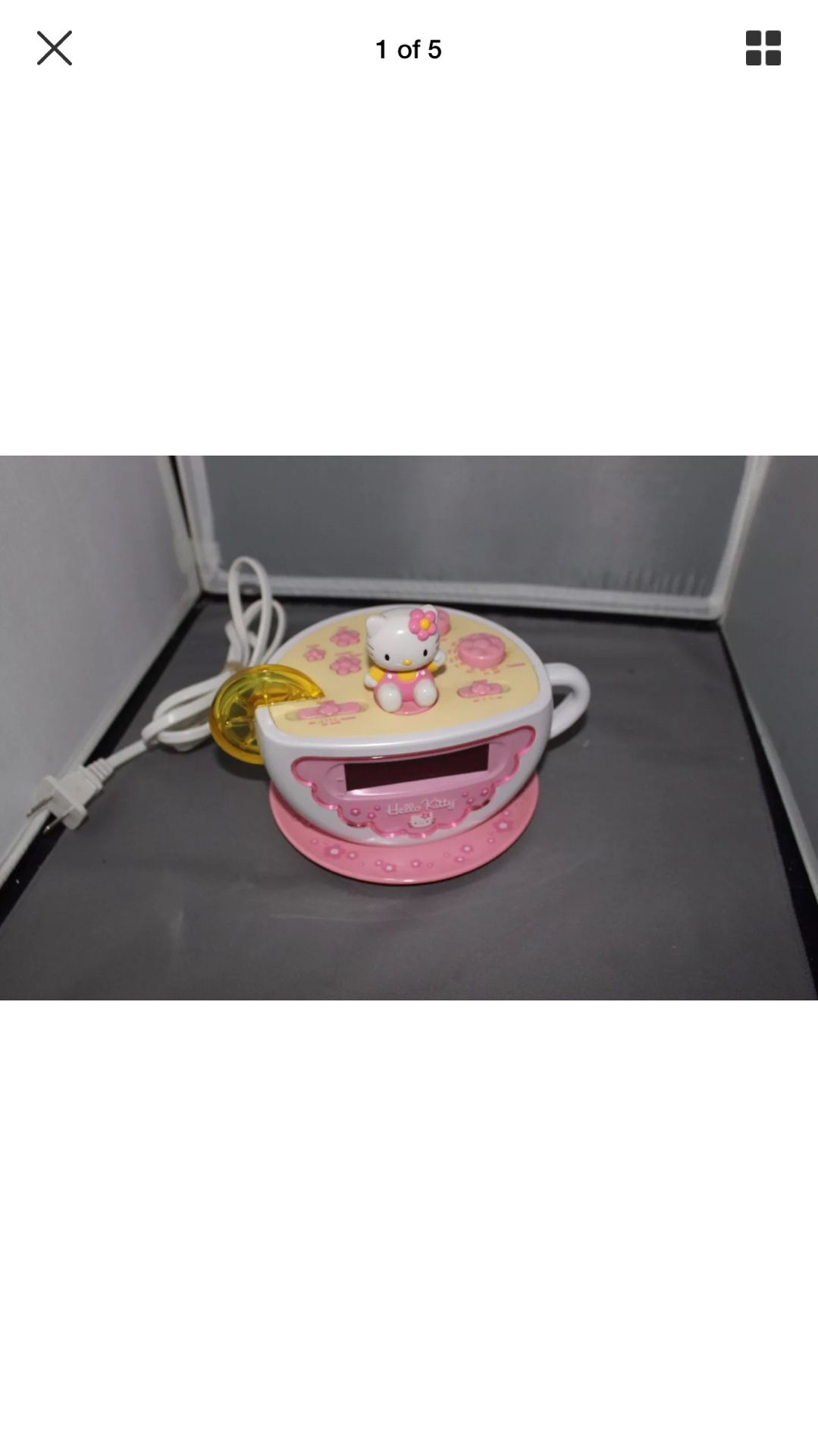 Hello Kitty Tea Cup Alarm Clock Am/Fm Radio Lemon Nite Night light