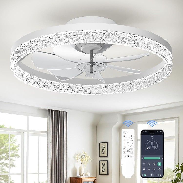 CHAREADA Ceiling Fan with Light, 20" Foldable Ceiling Fan