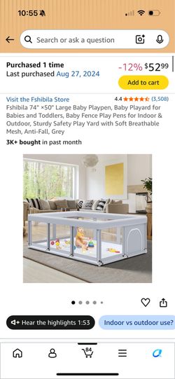 Fshibila 74" ×50" Large Baby Playpen, Baby Playard for Babies and Toddlers, Baby Fence Play Pens for Indoor & Outdoor, Sturdy Safety Play Yard with So