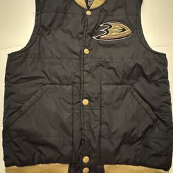 Pre Owned  Anaheim Ducks  Mitchell & Ness  Puffer Vest  Black / Gold  Men Size Small