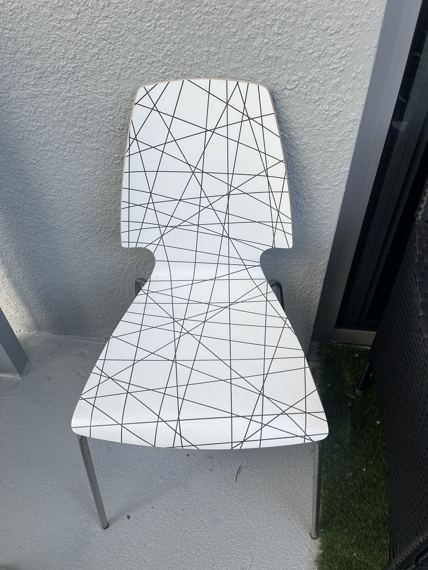 2 IKEA Chairs - White And Black Abstract