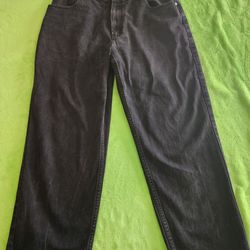 Tommy Hilfiger Men's Black Denim Relaxed Fit Straight Leg Jeans 38/30