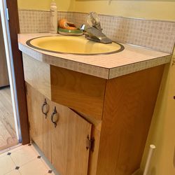 1962 custom vanity/hardware, sink and faucet.