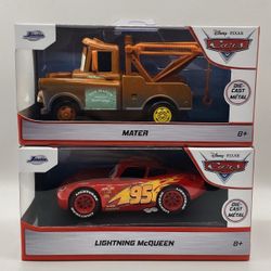 Disney Pixar Cars Jada 1:32 Die Cast Metal Mater & Lightning McQueen Boxed Lot