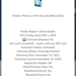 APPLE IPHONE 13 PRO MAX UNLOCKED
