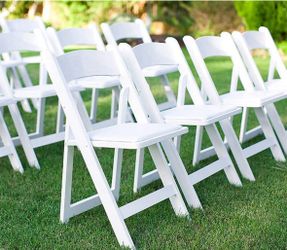 Folding Chair, White,Padded Seat, Double-Braced Frame, UV Protected Resin, Stackable, Indoor/Outdoor Use, Ideal for Weddings, Parties, & Eve