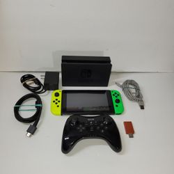 Nintendo Switch With 8-bit Do Adapter And A Wii-U Pro Controller 
