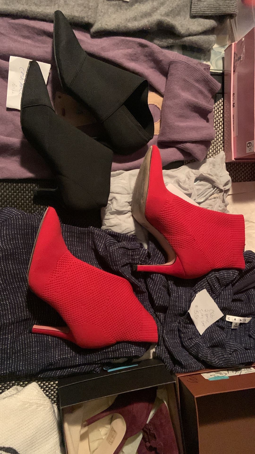 Ladies Boots. Red Ankle Boots Or Black Smile Boots  $20 Each 