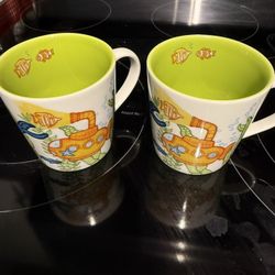 Pair If Starbucks  2010 10 Oz Beatles Yellow Submarine Coffee Cups