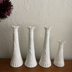 Vintage Milk Glass Vases 