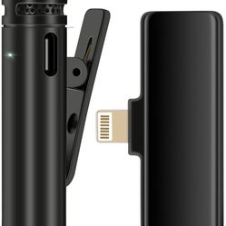 Wireless Microphone for iPhone iPad, Wireless Lavalier Lapel Microphone|Plug Play|7H Battery Life|Noise Cancellation|Auto-Sync|Recording Mic for YouTu
