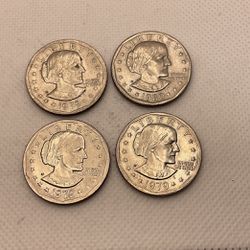 4 -  1979, 1980 Susan B, Anthony, Us Dollar Coins