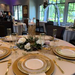 Wedding, Dinnerware, Flowers Set Up 