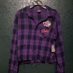 Killer Klowns From Outerspace Women’s Crop-top Flannel Shirt 