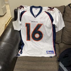 Size XL. Equipment Nfl. Plummer #16 Broncos Jersey.