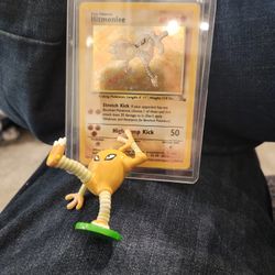 Hitmonlee 7/62 Holo Rare- Fossil- Vintage Pokemon Card- Lightly Played And hitmonlee Toy