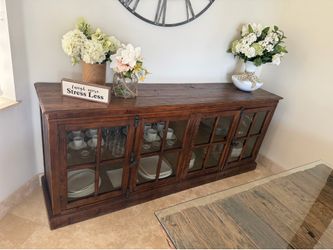 Wooden Sideboard with Glass Doors