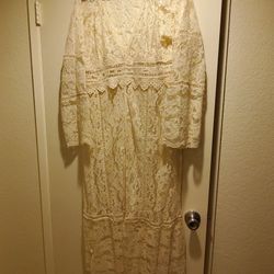 Beautiful ivory colored long lace coat