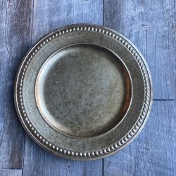 Set Of 19 Pewter Colored Chargers
