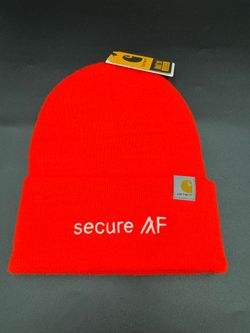Carhartt Men's "Secure AF" Cuffed Beanie Hat Knit Algorand F Orange Workwear Xlt