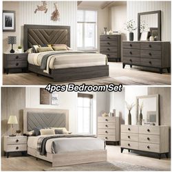 4pcs King Size Bedroom Set W. Orthopedic Mattresses Included