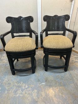 Old World Ebonized swivel stools counter height