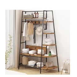 Lamerge Coat Rack Stand with Storage, Multifunctional Entryway Shelf Organizer with 10 Hooks and 6-tier Shelves, 72" Industrial Hall Tree Freestanding
