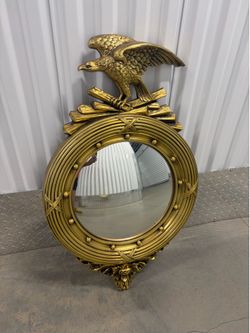 Vintage Federal Style Gilt Eagle Convex Mirror